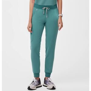 Figs Teal Zamora Jogger Scrub Pants Womens Tall XS Mid Rise Tapered Leg Stretch